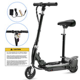 Zupapa Electric Scooter with Seat for Kids Ages 8-12, Riders up to 155 lbs, Removable Seat 2 Riding Styles, Black