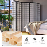 JOSTYLE 6ft Room Divider Shoji Screen, 4 Panel Folding Privacy Screen for Room Separation, Japanese Wood Room Divider, Black, 70.9" H x 69" W Black