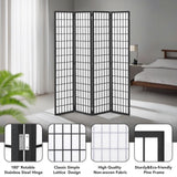 JOSTYLE 6ft Room Divider Shoji Screen, 4 Panel Folding Privacy Screen for Room Separation, Japanese Wood Room Divider, Black, 70.9" H x 69" W Black