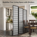JOSTYLE Room Divider 6 Panel, 6ft Folding Privacy Screen for Room Separation, Shoji Screen Japanese Style Room Divider Wall, Black, 70.9" H x 104" W