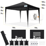Quictent Privacy 10x10 Pop Up Canopy with 4 Sidewalls & Mesh Windows, Black