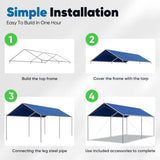 Quictent 10x20 ft Heavy Duty Car Canopy Galvanized Frame Carport Outdoor Shelter, Blue