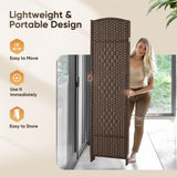 JOSTYLE Rattan Room Divider, 4-Panel Folding Privacy Screen 6ft. Extra Wide