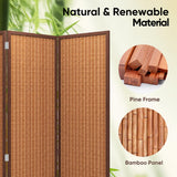 JOSTYLE 6 Panel Folding Privacy Screen 6ft Bamboo Freestanding Room Divider