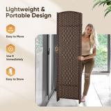 JOSTYLE Rattan Room Divider, 6-Panel Folding Privacy Screen 6ft. Extra Wide