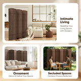 JOSTYLE Rattan Room Divider, 6-Panel Folding Privacy Screen 6ft. Extra Wide