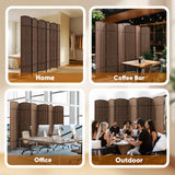 JOSTYLE Rattan Room Divider, 6-Panel Folding Privacy Screen 6ft. Extra Wide