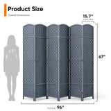 JOSTYLE Outdoor Privacy Screen 6-Panel Folding Room Divider Space Partition Gray-green