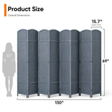 JOSTYLE Outdoor Privacy Screen 8-Panel Folding Room Divider Space Partition Gray-green