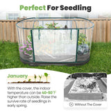 KING BIRD Raised Garden Bed with Cover Galvanized Oval Planter Garden Box Outdoor for Gardening, Vegetables, Flowers 47.2x35.4x11.8 in, Clear