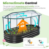 KING BIRD Raised Garden Bed with Cover Galvanized Oval Planter Garden Box Outdoor for Gardening, Vegetables, Flowers 47.2x35.4x11.8 in, Clear