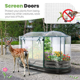KING BIRD Raised Garden Bed with Cover Galvanized Oval Planter Garden Box Outdoor for Gardening, Vegetables, Flowers 47.2x35.4x11.8 in, Clear