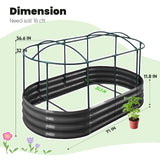 KING BIRD Raised Garden Bed with Cover Galvanized Oval Planter Garden Box Outdoor for Gardening, Vegetables, Flowers 47.2x35.4x11.8 in, Clear