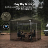 Quictent 10x10 Pop Up Screened Canopy Tent with Netting | Instant Setup for 1 Person, Dark Taupe