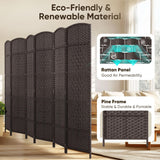 JOSTYLE Rattan Room Divider, 6-Panel Folding Privacy Screen 6ft. Extra Wide
