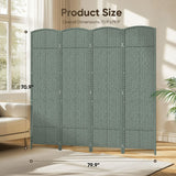 JOSTYLE Rattan Room Divider, 4-Panel Folding Privacy Screen 6ft. Extra Wide