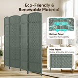 JOSTYLE Rattan Room Divider, 4-Panel Folding Privacy Screen 6ft. Extra Wide