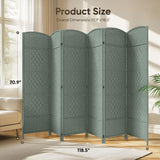 JOSTYLE Rattan Room Divider, 6-Panel Folding Privacy Screen 6ft. Extra Wide