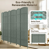 JOSTYLE Rattan Room Divider, 6-Panel Folding Privacy Screen 6ft. Extra Wide