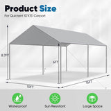 Quictent 10x15 ft Heavy Duty Car Canopy Galvanized Frame Carport Outdoor Shelter, Gray