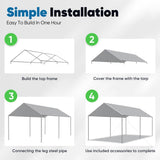 Quictent 10x15 ft Heavy Duty Car Canopy Galvanized Frame Carport Outdoor Shelter, Gray