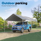 Quictent 10x15 ft Heavy Duty Car Canopy Galvanized Frame Carport Outdoor Shelter, Gray