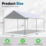 Quictent 10x20 ft Heavy Duty Car Canopy Galvanized Frame Carport Outdoor Shelter, Gray