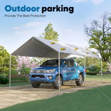 Quictent 10x20 ft Heavy Duty Car Canopy Galvanized Frame Carport Outdoor Shelter, Gray