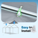 Quictent 10x20 ft Carport Replacement Tarp Canopy Top Cover with Bungee Balls, Gray