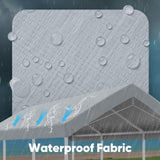 Quictent 10x20 ft Carport Replacement Tarp Canopy Top Cover with Valance and Bungee Balls, Gray