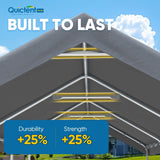 Quictent 10x20 ft Heavy Duty Carport Canopy Galvanized Car Tent with Reinforced Structure & Hanging Edge, Gray