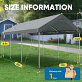 Quictent 10x20 ft Heavy Duty Carport Canopy Galvanized Car Tent with Reinforced Structure & Hanging Edge, Gray
