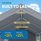 Quictent 10x20 ft Heavy Duty Carport, Outdoor Garage Canopy Tent with Roll-up Ventilated Windows & Sidewalls, Gray