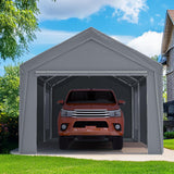 Quictent 10x20 ft Heavy Duty Carport, Outdoor Garage Canopy Tent with Roll-up Ventilated Windows & Sidewalls, Gray