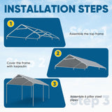 Quictent 10x20 ft Heavy Duty Carport Canopy Galvanized Car Tent with Reinforced Structure, Gray