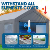 Quictent 12x20 ft Heavy Duty Carport, Outdoor Garage Canopy Tent with Roll-up Ventilated Windows & Sidewalls, Gray