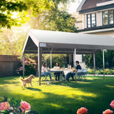 Quictent 12x20 ft Carports with Side Zipper Doors, Gray
