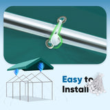 Quictent 10x20 ft Carport Replacement Tarp Canopy Top Cover with Valance and Bungee Balls, Green