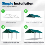 Quictent 10x15 ft Heavy Duty Car Canopy Galvanized Frame Carport Outdoor Shelter, Green