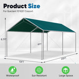 Quictent 10x20 ft Heavy Duty Car Canopy Galvanized Frame Carport Outdoor Shelter, Green