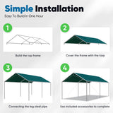 Quictent 10x20 ft Heavy Duty Car Canopy Galvanized Frame Carport Outdoor Shelter, Green