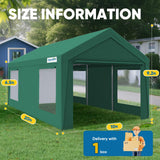 Quictent 10x20 ft Heavy Duty Carport, Outdoor Garage Canopy Tent with Roll-up Ventilated Windows & Sidewalls, Green
