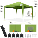 Quictent Privacy 10x10 Pop Up Canopy with 4 Sidewalls & Mesh Windows, Green