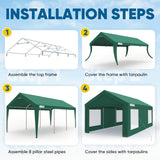 Quictent 12x20 ft Heavy Duty Carport, Outdoor Garage Canopy Tent with Roll-up Ventilated Windows & Sidewalls, Green
