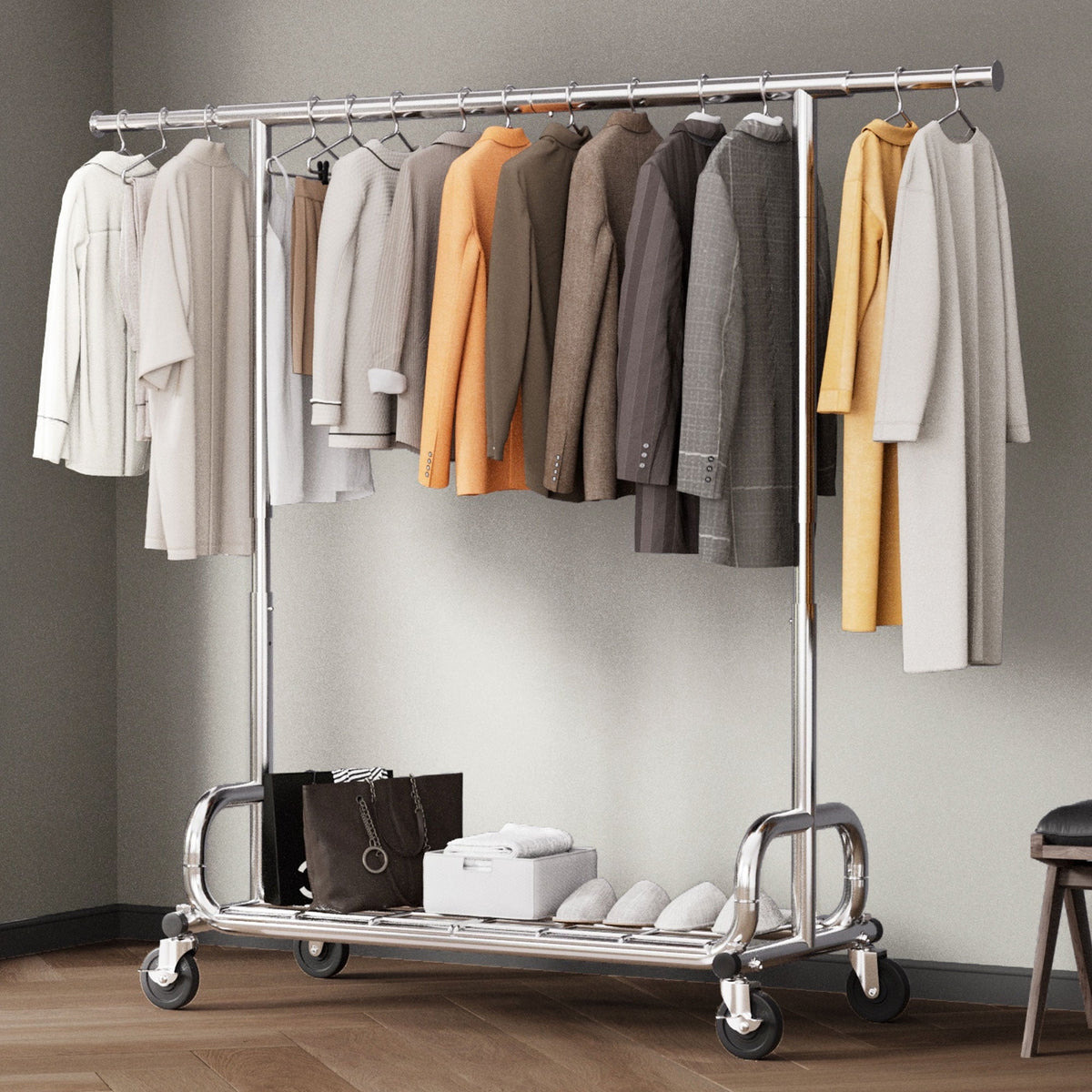 HOKEEPER Heavy Duty 450 lbs Capacity Clothing Rack with Shelves, Garme ...