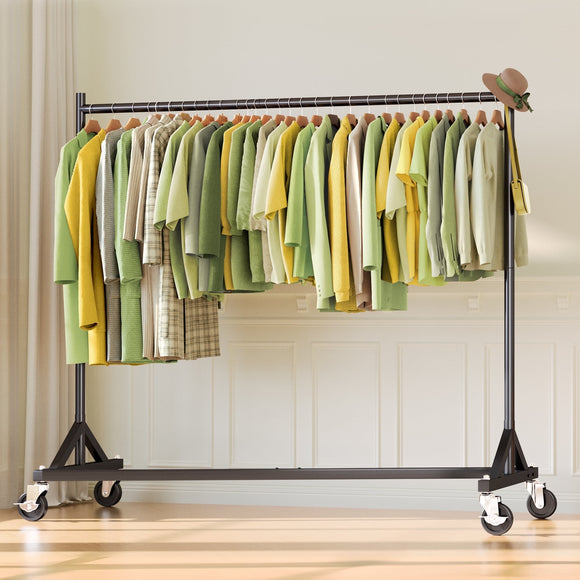 HOKEEPER 400LBS Commercial Z Base Garment Rack Heavy Duty Clothing Rack Height Adjustable Rolling Clothes Rack for Hanging Clothes Racks on Wheels Portable Z Rack Black