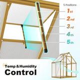 KING BIRD Greenhouse for Outdoors, 4x6 FT Polycarbonate Walk-in Green House, Quick-Setup Aluminum Frame UV Resistant Panel for Outside Garden Backyard W/ Lockable Screen Door, Vent, Yellow