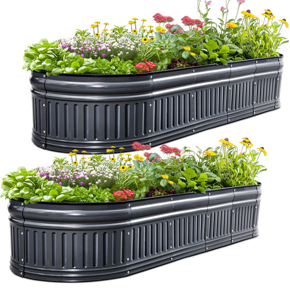 King Bird 6x2x2 ft Raised Garden Bed Kit Elevated Planter Box Galvanized Steel for Indoor Outdoor for Vegetables Flowers Patio Gardening 2 in 1 Dark Gray