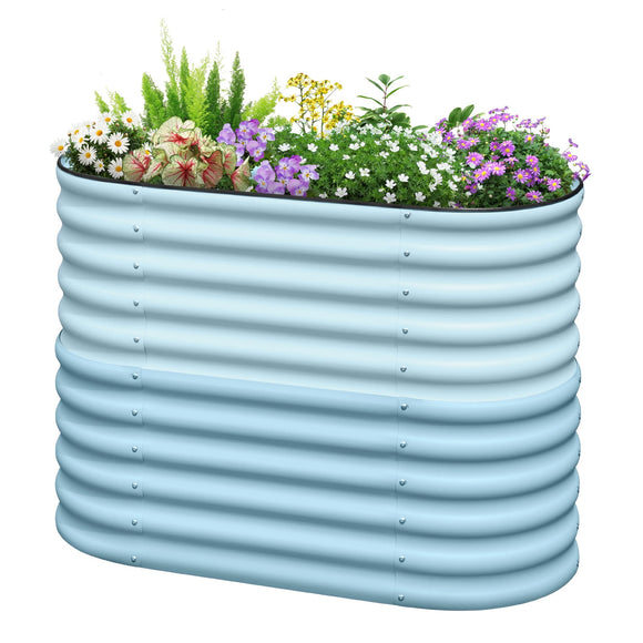 KING BIRD Raised Garden Bed 2.85 ft Tall 6 in 1 Galvanized Planter Garden Box Outdoor for Gardening, Deep Root Vegetables, Flowers 47.2X23.6X34.2 in, Light Blue