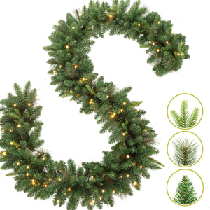 Lifefair Prelit Clear LED Battery Operated Garland, with 340 Branch Tips 7" (Green)